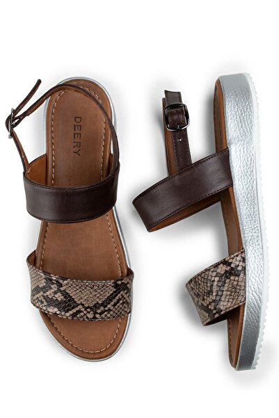 Deery Brown Crocodile Women's Sandals