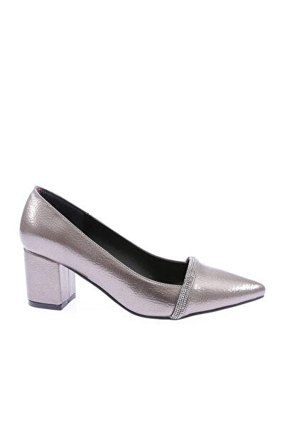 DGN K109 Women's Pointed Toe Silver Stone Heel Shoes