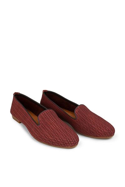 Deery Balerini de damă din nubuck, roșu Claret, cu spatele de pește
