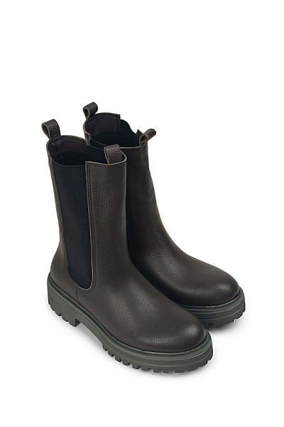 Deery Genuine Leather Khaki Women's Chelsea Boots