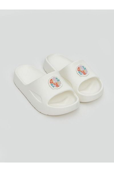 LC Waikiki LCW STEPS Бели еднолентови чехли за момичета с щампа