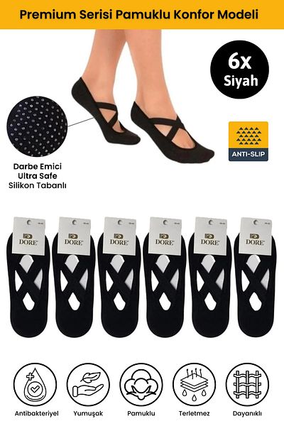 Dore Original Women's 6 Pairs Anti-Slip Sole Pilates Yoga Dance Ballet Plates Anti-Slip Socks - Standard Size
