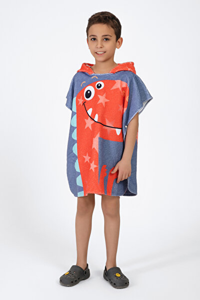 VEVİEN HOME Dino Kids Poncho Beach Towel