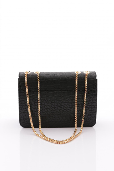 DGN Women's Handle Chain Square Bag Black Croco 11282361235102