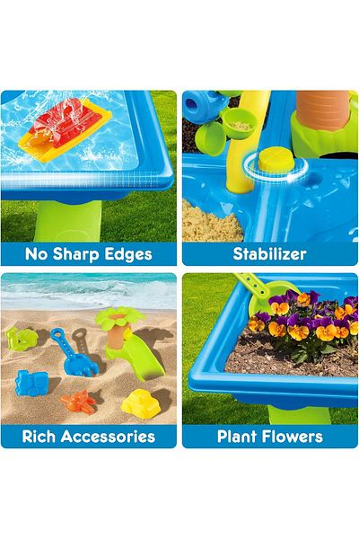 Yelajoy 24 Pc Set,4-in-1 Sand and Water Table Beach Play Activity Table for Toddlers,Hands-On Learning Toy