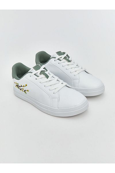 LC Waikiki Pantofi sport de damă LCW STEPS cu broderie cu flori albe