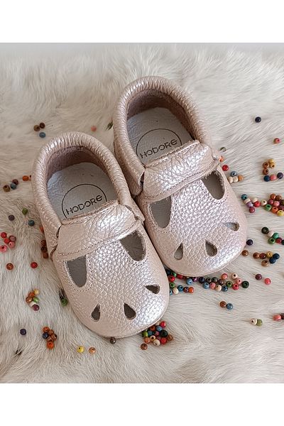 Hodore Wizy Salmon Genuine Leather Baby Booties Moccasin