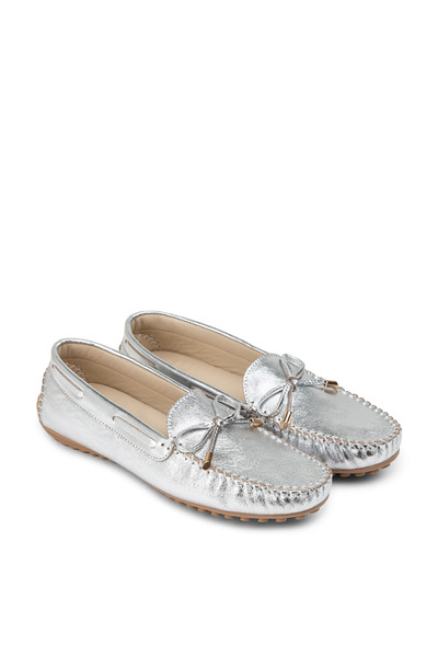 Deery Γυναικείες μπαλαρίνες από γνήσιο δέρμα σε ασημί χρώμα
