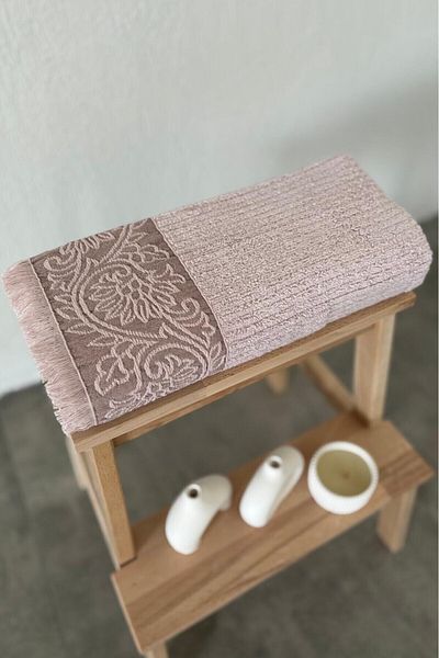 Sevim Prosop de baie din bambus extra moale liliac - 70x140 cm - cu bordura in relief