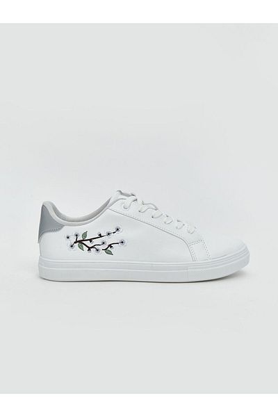 LC Waikiki Lcw Steps Gray Floral Embroidery Women's Sneakers
