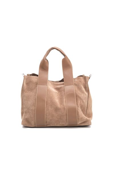 Alessia Bag Double Striped Genuine Leather Tote Bag