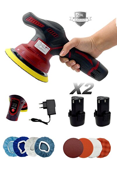 MoonTech Çift Akülü Orbital 48 V Lityum 2x Batarya 6 Devir Ayarlı Detay Pasta...