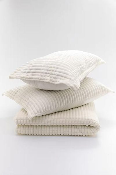 Romans Modern Line Double 3 Piece Blanket Set - Ecru