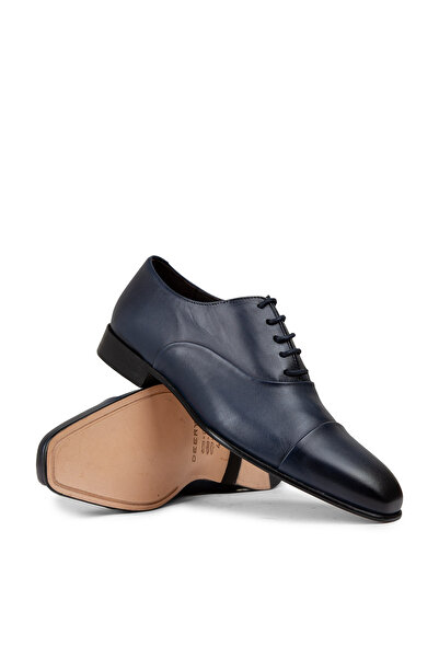 Deery Ανδρικά δερμάτινα παπούτσια από γνήσιο δερμάτινο Navy Blue