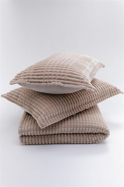 Romans Beige 3 Piece Double Blanket Set