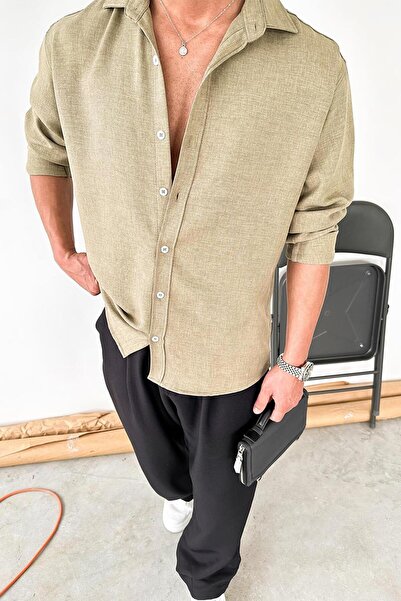 HAFKAGİYİM Khaki Basic Relaxed Shirt