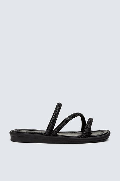 Deery Black Women's Jewelled Slippers