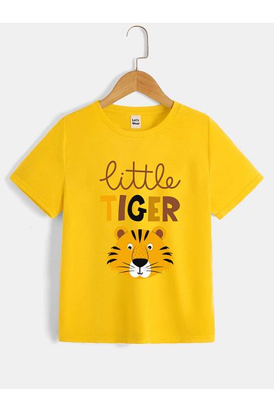 Let's Wear Тениска Little Tiger Compact с качулка и кръгло деколте за момчета