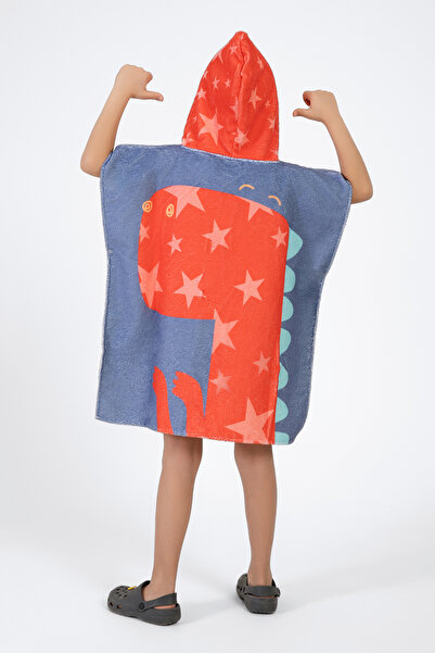 VEVİEN HOME Dino Kids Poncho Beach Towel