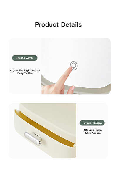 sharpdo Bedroom Multifunctional Desktop Rotatable LED Beauty Mirror With Storage Box