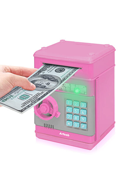 Arfseb Akıllı ATM Kumbara Ve Mini banka – Şifreli ve Dijital Kasa Pembe