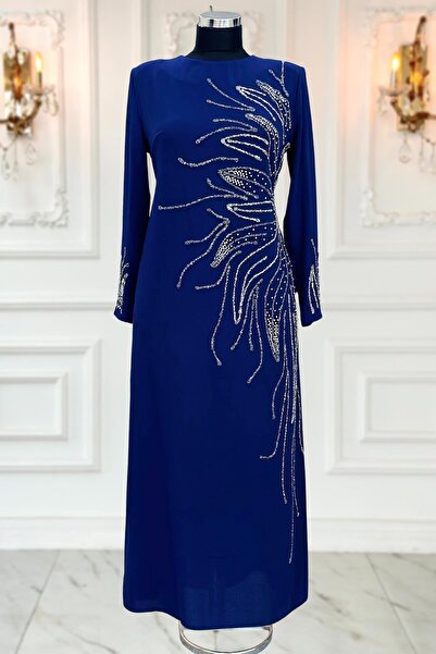 Tesetturabiye فستان سهرة حجاب فيرا باللون الأزرق الداكن