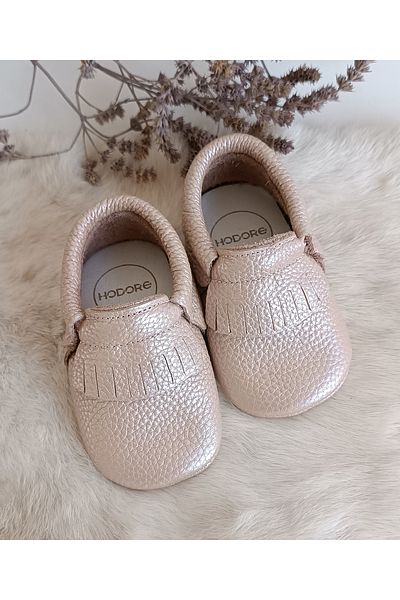 Hodore Rocco Salmon Genuine Leather Baby Booties Moccasin