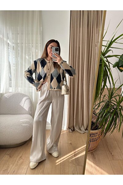 style of style Gri bol paça pantolon