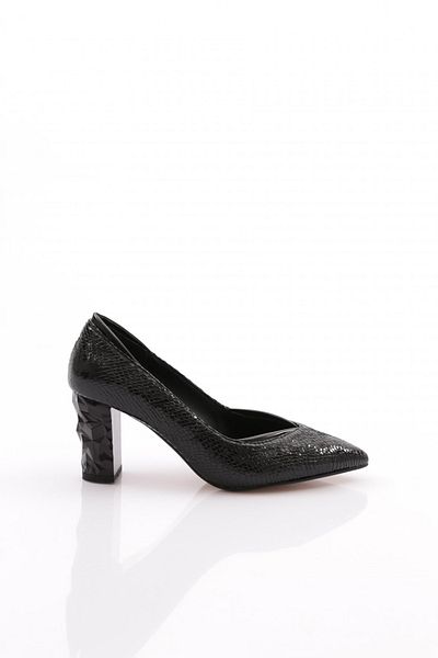 DGN Pantofi cu toc pentru femei cu model șarpe negru - 6992621