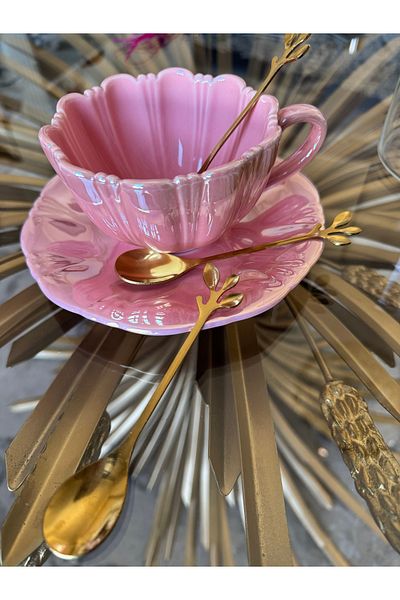 Hatice sakallı design 1Pc Leaf Titanium Gold Teaspoon - Tarnish-Free Gold Tea Coffee Sugar Spice Spoon