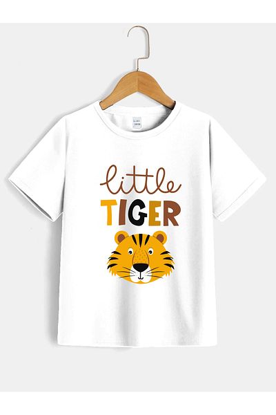 Let's Wear Little Tiger Compact χτενισμένο βαμβακερό μπλουζάκι με λαιμόκοψη για αγόρια