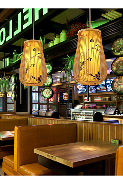 sharpdo Chinese Style Bamboo-Woven LED Chandelier 20*23cm