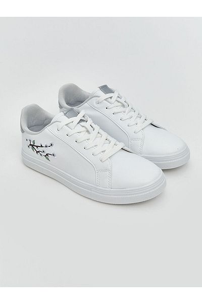 LC Waikiki Lcw Steps Gray Floral Embroidery Women's Sneakers
