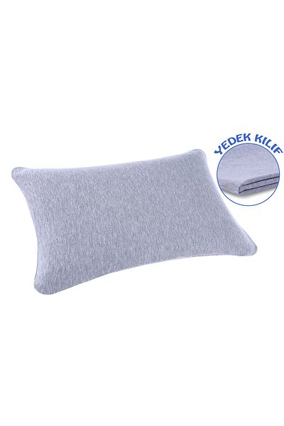 VİSCOTEX Visco Orthopedic Baby Pillow, Spare Cover Available, Size 50X32X6 Cm, White-Grey