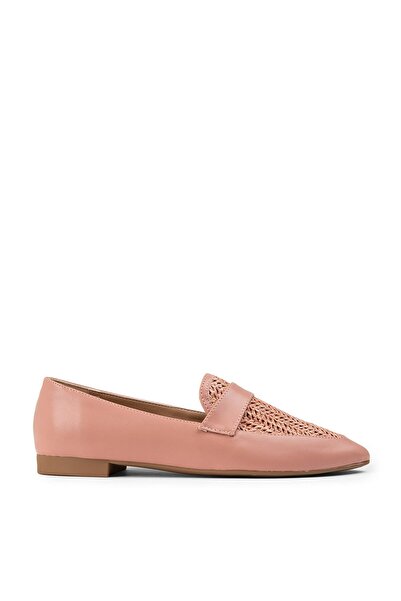 Deery Pudra Rengi Hasır Desen Kadın Babet