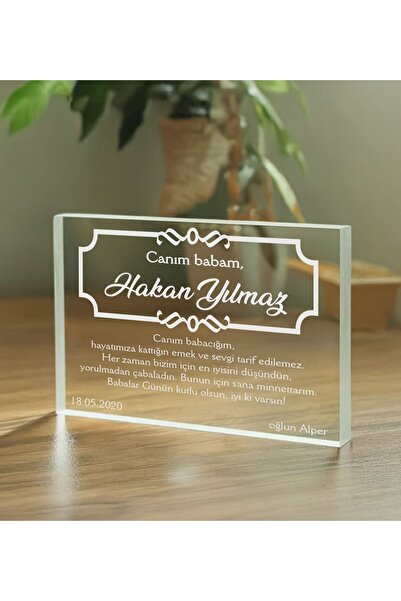 Bk Gift Kişiye Özel Canım Babam Mesajlı Akrilik Plaket-1, Babalar Günü, Babay...
