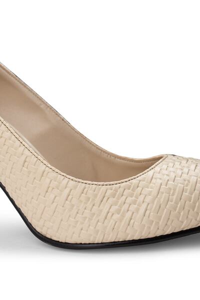 Deery Beige Straw Pattern Women's Stiletto