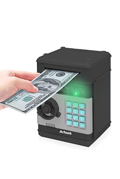 Arfseb Akıllı ATM Kumbara Ve Mini banka – Şifreli ve Dijital Kasa Siyah