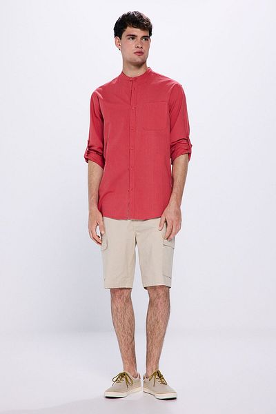 Springfield 100% Cotton Mandarin Seersucker Shirt