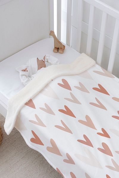 Tuğba Kuğu Plush Double Face Blanket - Blue Star and Rainbow