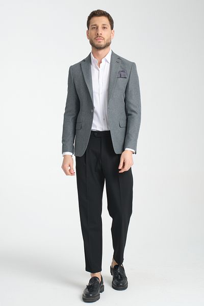 Frappoli Αθλητικό μπουφάν iCardii Ανδρικό Μαύρο Oversize Mono Collar Slim Fit Blazer