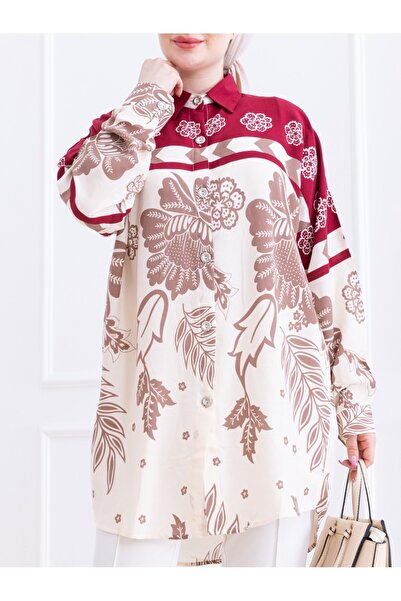 Modamorfo Burgundy Viscose Tunic - Oversize Oval Cut