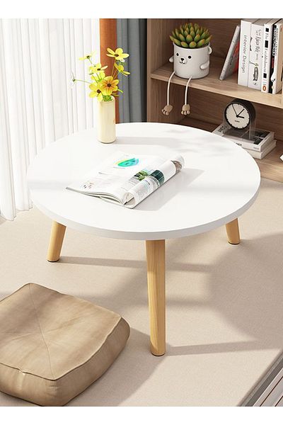 sharpdo Simple Living Room Sofa Mini Side Table, Small Round Table 50*50*48CM