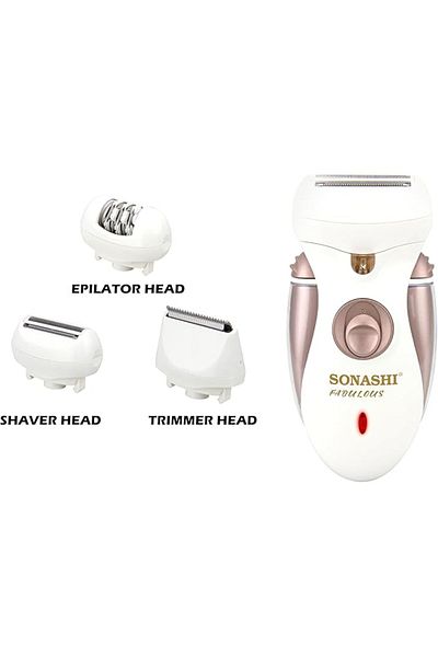 sonashi Epilator and Trimmer SLD-824 - Washable 3 Attachments, Stainless Steel Blades, LED Light
