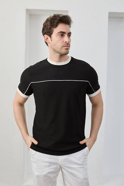 RAVANELLI Men's Cotton Soft Textured Crew Neck T-Shirt