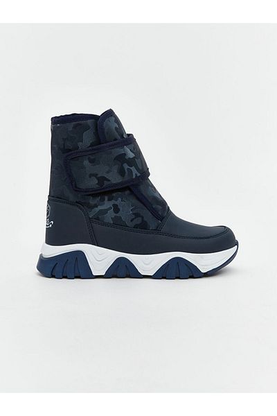 LC Waikiki Lcw Steps Navy Blue Leather Look Boys' Velcro Snow Boots