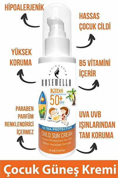 ROXEWELLA Çocuk&bebek Güneş Kremi 50 Spf Leke Karşıtı Yüksek Koruma 50 ml 2,li Set
