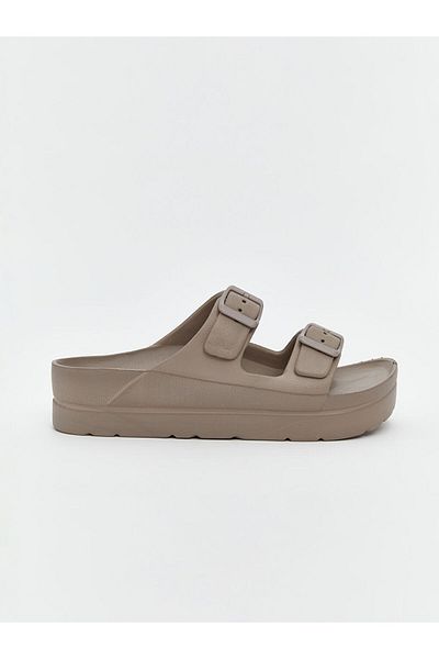 LC Waikiki New Season Leather Look Double Banded Women's Slippers - S5Cg69Z8