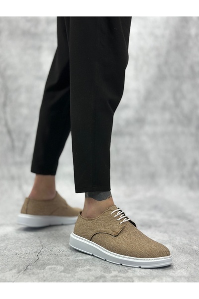 BOA Ba0003 Lace-Up Classic Sports Linen Mustard White Sole Casual Men's Shoes