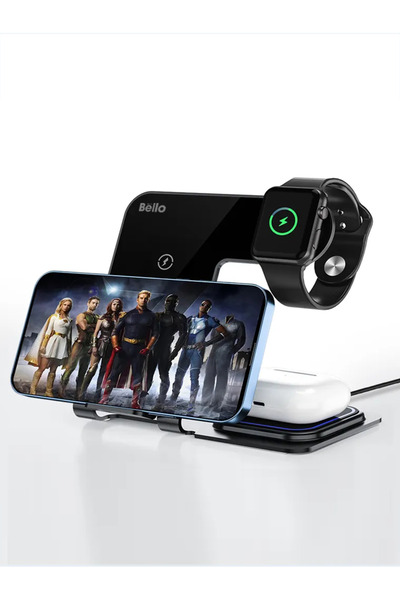 Tech&bello accessories 3'ü 1 Arada 15w Kablosuz Şarj Standı Seti Y9